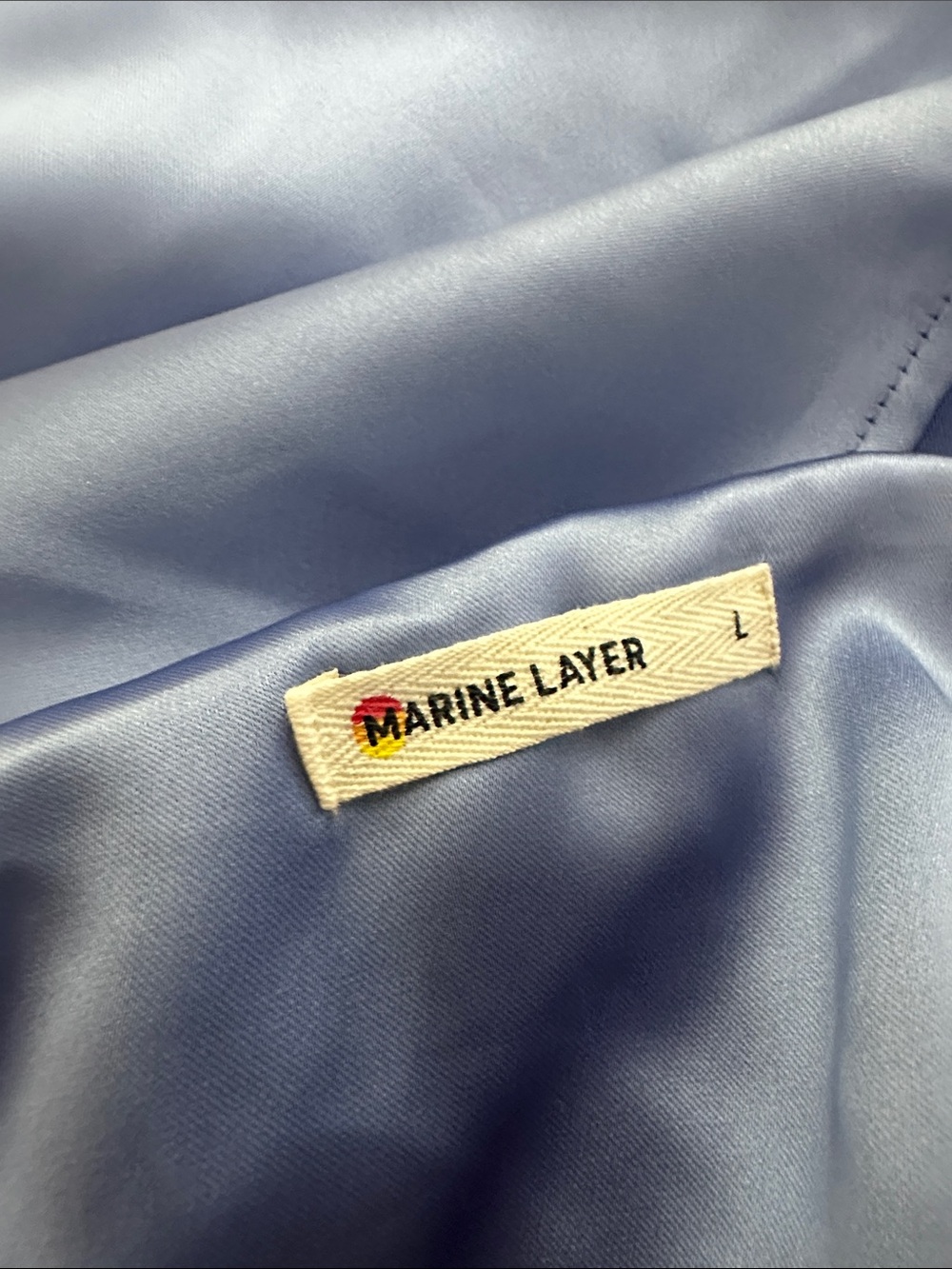 Marine Layer Women's Gabrielle Slip Maxi Satin Dress Periwinkle Size Large (A7) - Picture 10 of 10